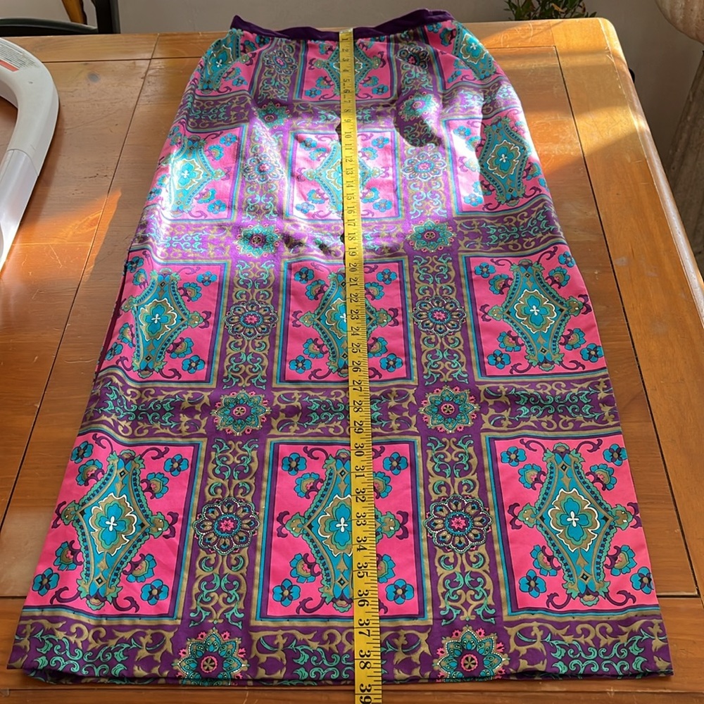 Vintage Alex Colman California 60s Psychedelic Maxi Skirt Pink Teal Purple - Picture 9 of 12